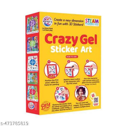 RATNA'S Crazy Gel Sticker Art Unicorn & Mermaid for Creating Vibrant, Reusable 3D Stickers, DIY Kit for Kids 5+ Years - T-Rex the toyland Sitamarhi