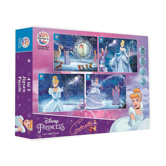 Prem Ratna Disney Cinderella jigsaw puzzle for kids 4 in 1 set with colorful princess scenes