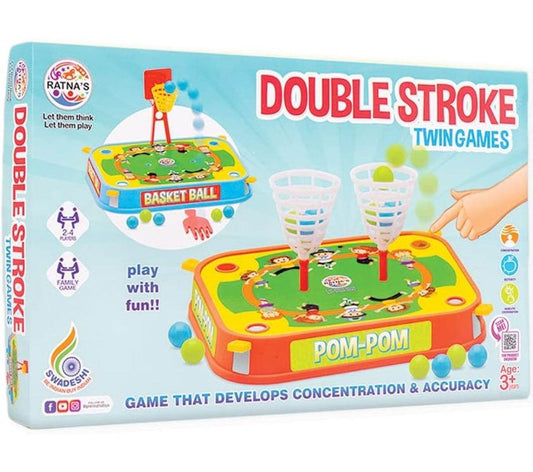 RATNA'S Double Strokes Twin Games 2 in 1 (Basket Ball & POM-POM) for Kids to Play - T-Rex the toyland Sitamarhi