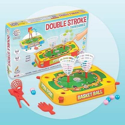 RATNA'S Double Strokes Twin Games 2 in 1 (Basket Ball & POM-POM) for Kids to Play - T-Rex the toyland Sitamarhi