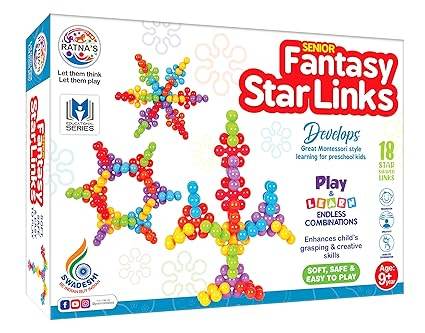 Ratnas Educational Fantasy Star Shaped Links for Kids (18 Links Pack) - T-Rex the toyland Sitamarhi