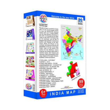 Educational India puzzle game 99 pieces by T-Rex the toyland Sitamarhi showing colorful India map with states and landmarks