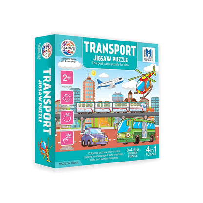 Educational transport puzzle for kids 4 in 1 jigsaw puzzle with colorful vehicle pieces for ages 2 and up