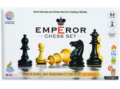Ratna's Emperor Chess Set Board Game with Folding Chess Board and Black & White Chessmen's for Kids & Adults - T-Rex the toyland Sitamarhi