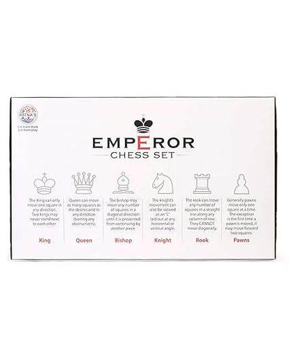 Ratna's Emperor Chess Set Board Game with Folding Chess Board and Black & White Chessmen's for Kids & Adults - T-Rex the toyland Sitamarhi