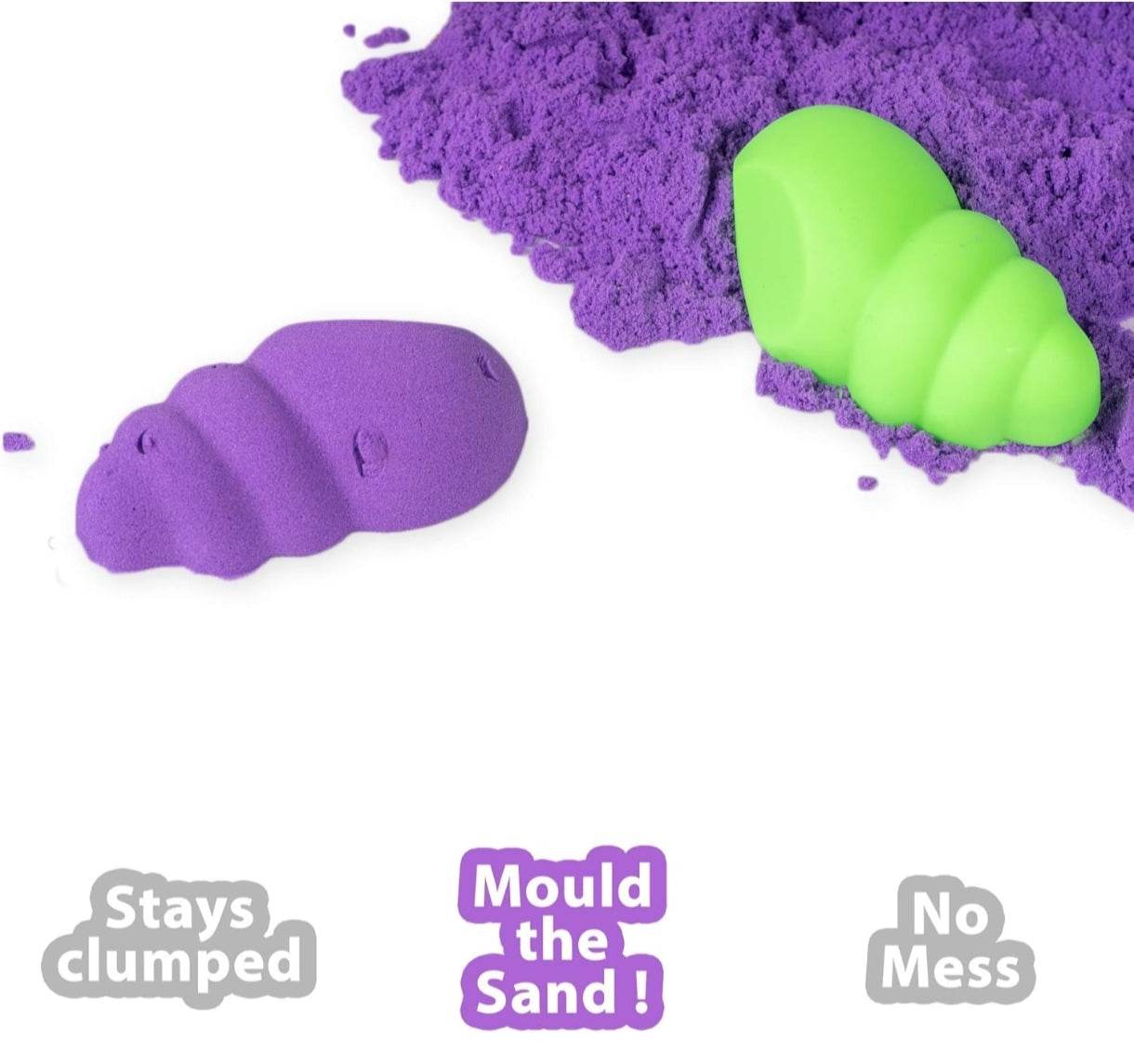 Ratna's Fantasy Sand 500 Grams Pink Colour with Inflatable Tray, 1 Big Mould, 6 Small Moulds & 1 Toy Plastic Knife | Smooth, Non Sticky Kinetic Sand Set for Kids - T-Rex the toyland Sitamarhi