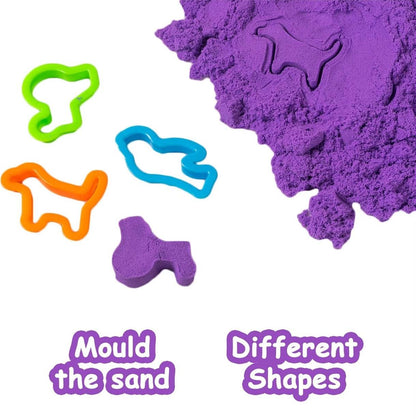 Ratna's Fantasy Sand 500 Grams Pink Colour with Inflatable Tray, 1 Big Mould, 6 Small Moulds & 1 Toy Plastic Knife | Smooth, Non Sticky Kinetic Sand Set for Kids - T-Rex the toyland Sitamarhi