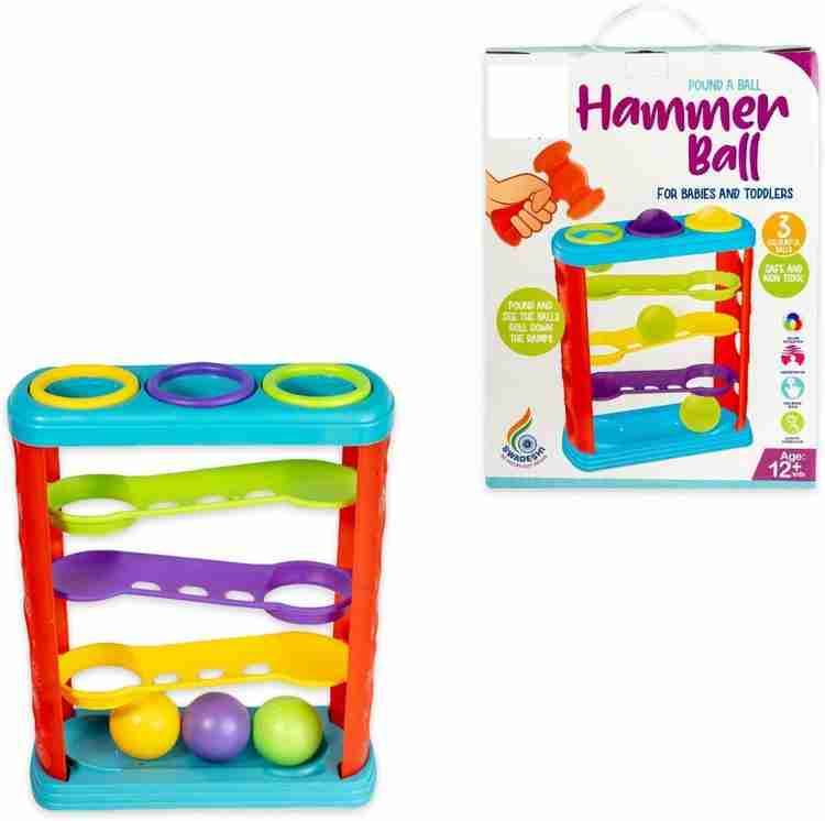 Prem Ratan colorful hammer ball toy for toddlers with balls and hammer for kids age 12 months plus