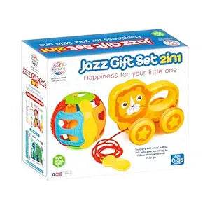 Ratna's Jazz Gift Set, 2-in-1 Baby Toys with Pull Along Lion and Rattling Ball, New Born Toys for 6 Month+ Old Baby - T-Rex the toyland Sitamarhi