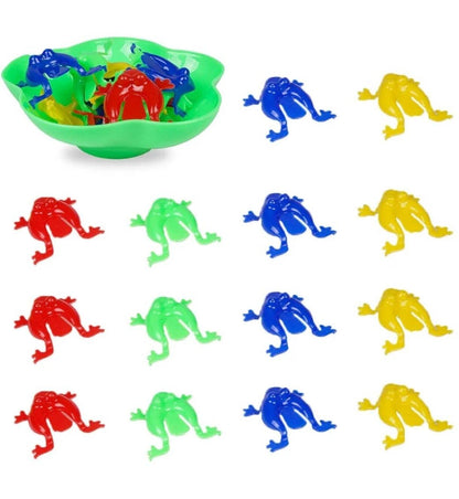 Colorful plastic frogs and green lily pad game base for jumping frog board game by T-Rex the toyland Sitamarhi