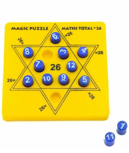 Yellow magic puzzle board with blue number pieces kids math puzzle toy for learning math totals