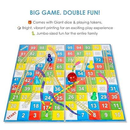 Ratna's Ludo-6 with Snakes & Ladders Jumbo Size Board Game, Double-Sided, Traditional Family Game - T-Rex the toyland Sitamarhi