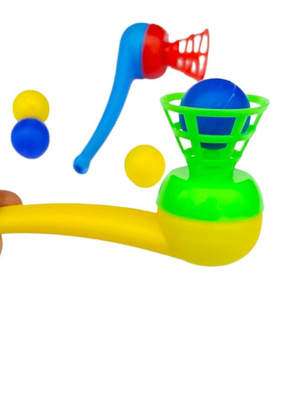 T Rex The Toyland colorful plastic magic blow pipe toy for kids with basket scoop and three balls