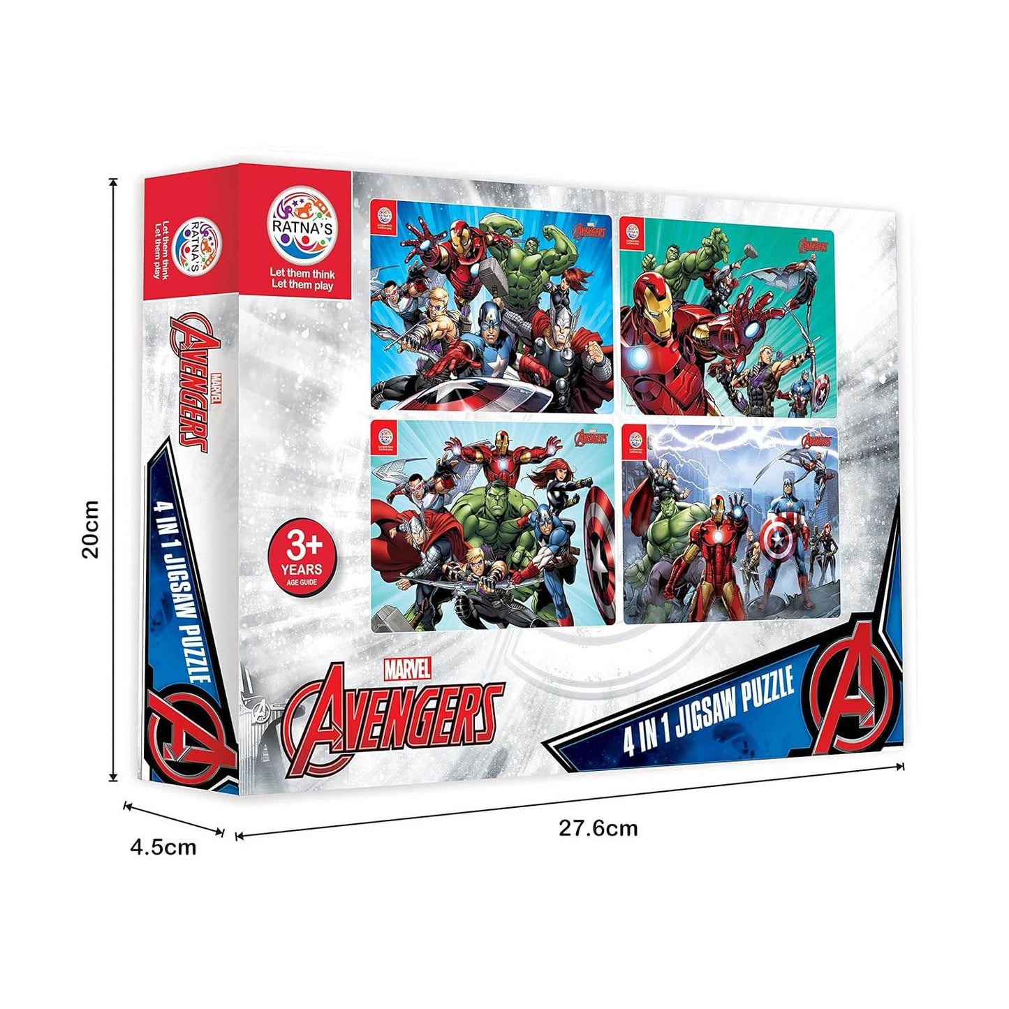 Prem Ratna Marvel Avengers puzzle 140 pieces 4-in-1 jigsaw set for kids age 3 and up