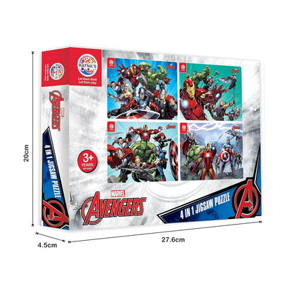 Prem Ratna Marvel Avengers puzzle 140 pieces 4-in-1 jigsaw set for kids age 3 and up