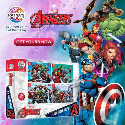 Prem Ratna Marvel Avengers puzzle 140 pieces 4 in 1 jigsaw puzzle set with superhero characters