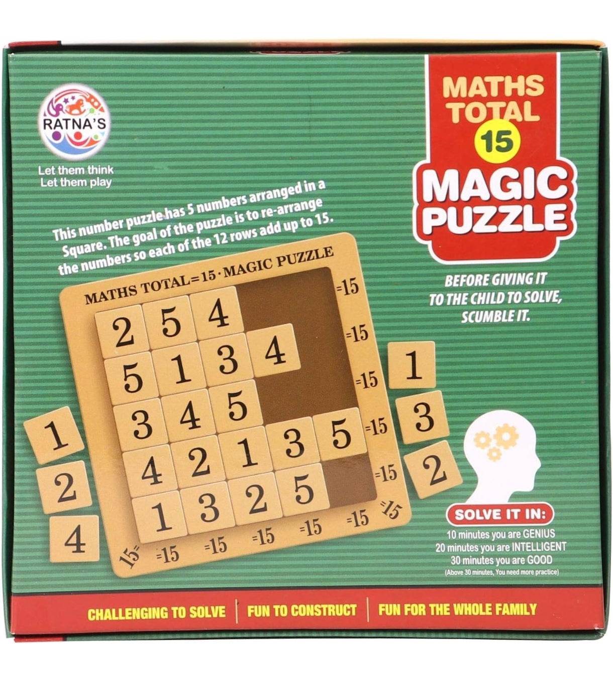 Maths magic puzzle for kids by T-Rex the toyland Sitamarhi with number tiles arranged in a square