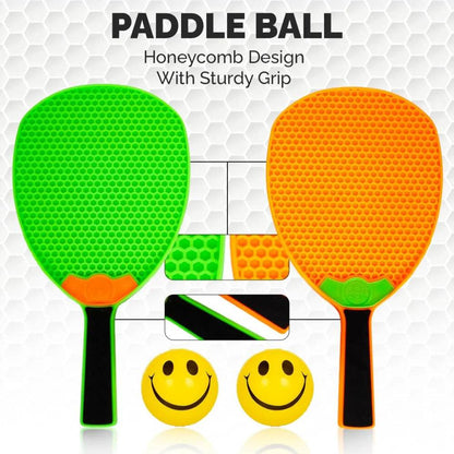 Ratna's Paddle Ball Classic Outdoor Game with 2 Racquets & 2 Soft Balls for Kids 3+ Years - T-Rex the toyland Sitamarhi