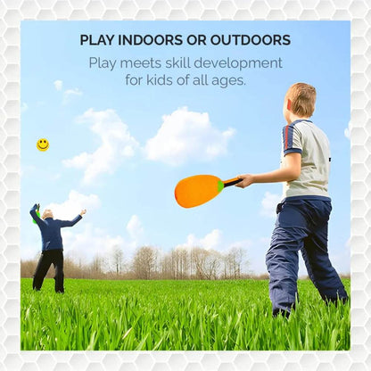 Ratna's Paddle Ball Classic Outdoor Game with 2 Racquets & 2 Soft Balls for Kids 3+ Years - T-Rex the toyland Sitamarhi