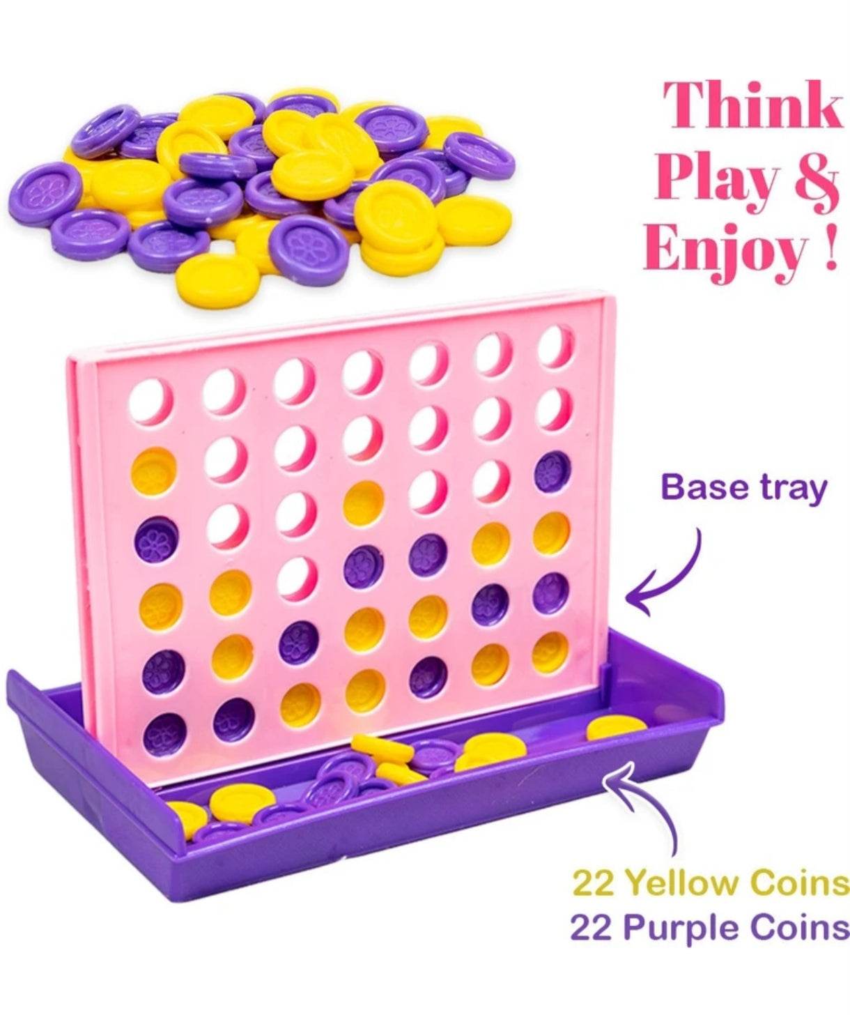 Prem Ratna plot-4 unicorn board game for kids with pink and purple base tray and yellow and purple coins