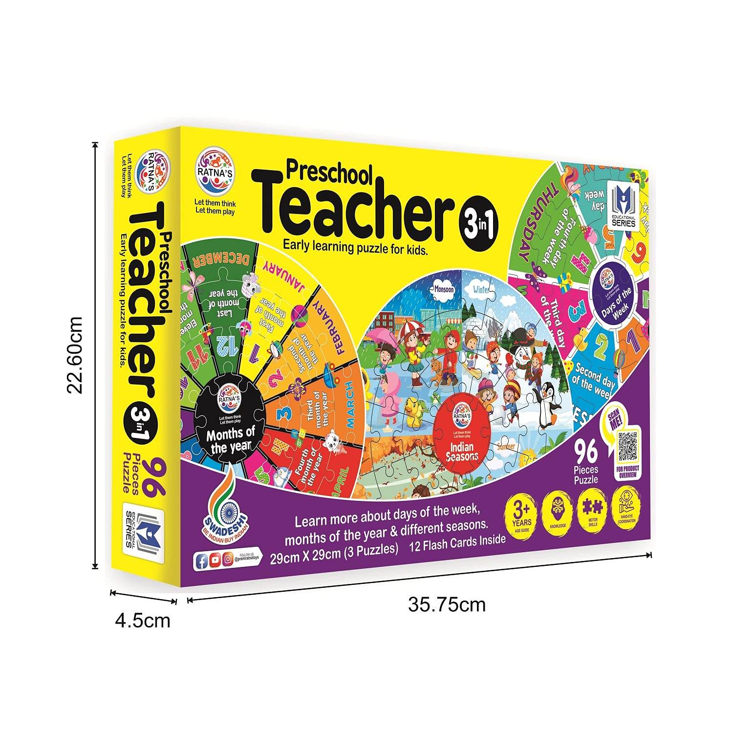 Preschool educational puzzle for kids by T-Rex the toyland Sitamarhi with 3-in-1 teacher learning set