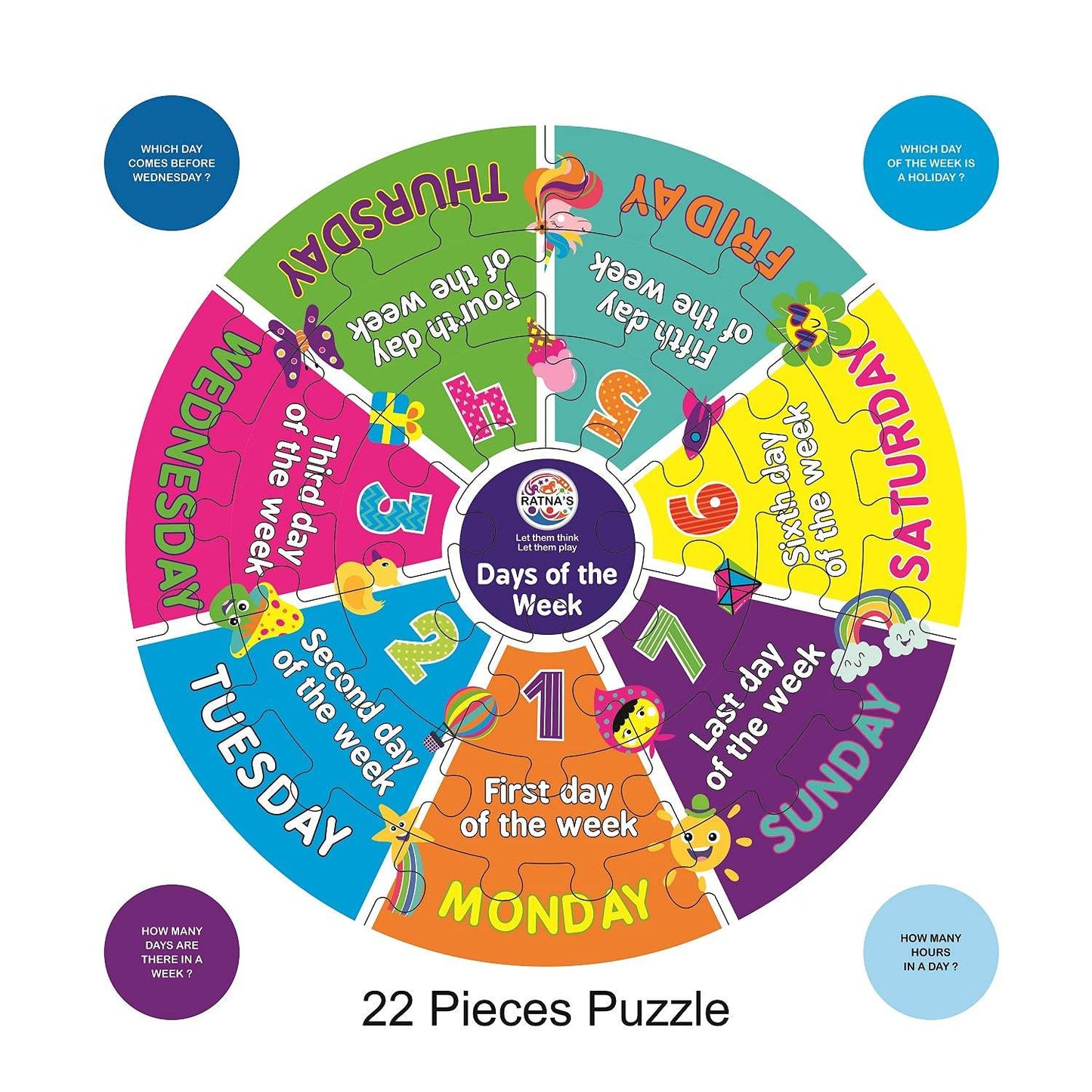 Colorful preschool educational puzzle for kids teaching days of the week with 22 pieces from T-Rex the toyland Sitamarhi