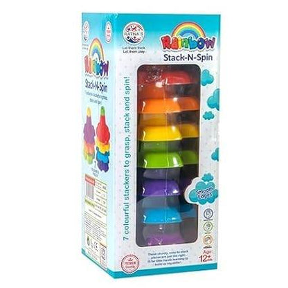 RATNA'S Rainbow Stack-N-Spin 7 Colourful Stackers Spinners Activity Toy for Babies, Infant & Preschool Toys. - T-Rex the toyland Sitamarhi