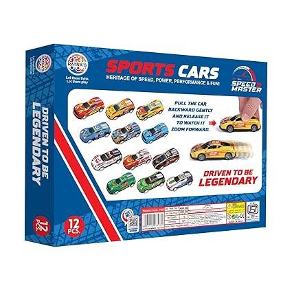 RATNA'S Speed Master Sports Car for Kids 12 Pcs Set Pull Back Vehicles Racing Car for Kids for 2 Years+ - T-Rex the toyland Sitamarhi