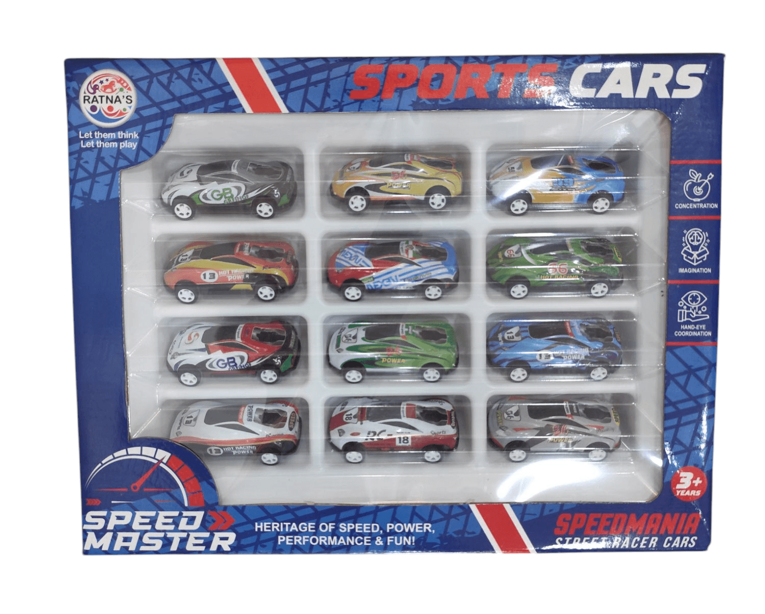 RATNA'S Speed Master Sports Car for Kids 12 Pcs Set Pull Back Vehicles Racing Car for Kids for 2 Years+ - T-Rex the toyland Sitamarhi