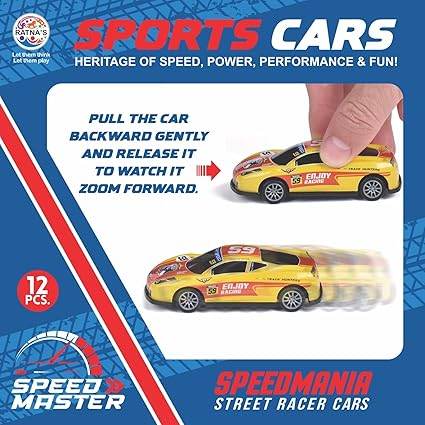 RATNA'S Speed Master Sports Car for Kids 12 Pcs Set Pull Back Vehicles Racing Car for Kids for 2 Years+ - T-Rex the toyland Sitamarhi