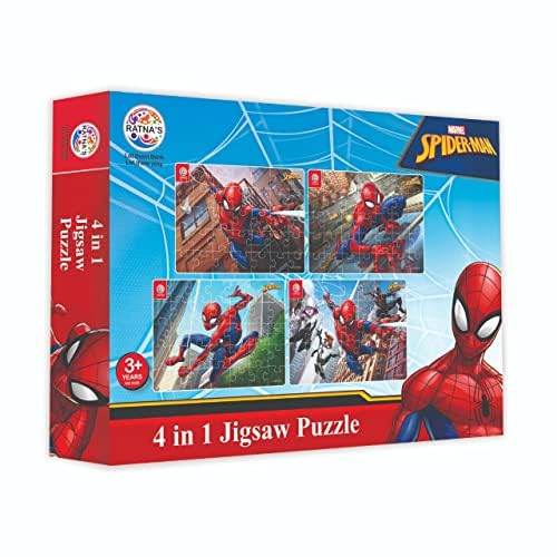 Prem Ratan Spiderman jigsaw puzzle for kids 4 in 1 set with colorful superhero images