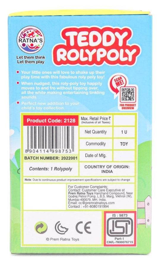 RATNA'S Teddy Roly Poly Push and Shake Wobbling Bell Sounds Musical Rattle - T-Rex the toyland Sitamarhi