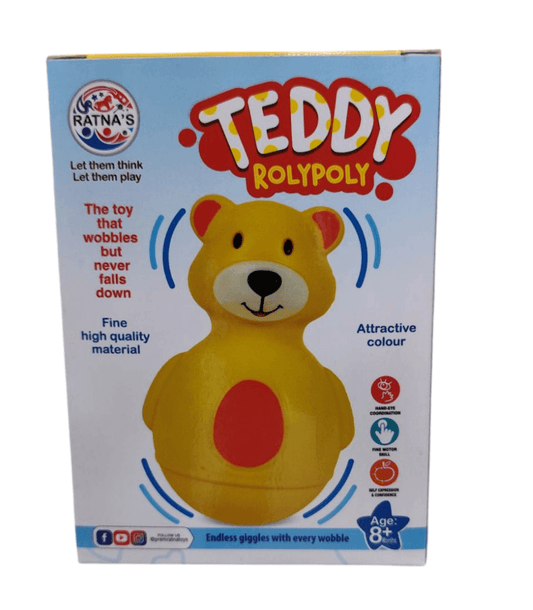 RATNA'S Teddy Roly Poly Push and Shake Wobbling Bell Sounds Musical Rattle - T-Rex the toyland Sitamarhi