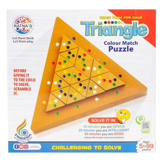 Triangle color match puzzle wooden brain tonic toy with colorful dots for children ages 5 to 99