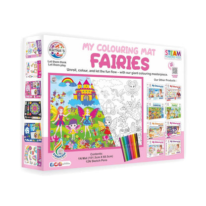 Washable coloring mat fairies by T-Rex the toyland Sitamarhi with colorful fairy illustrations and sketch pens