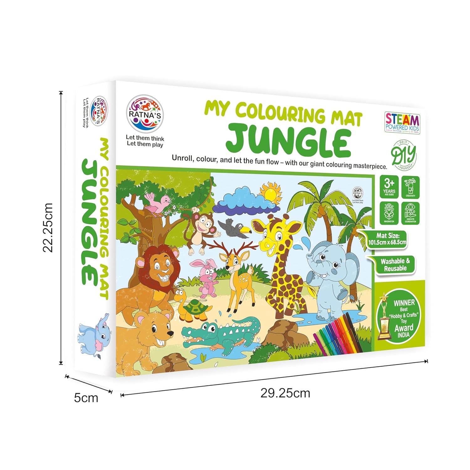 Washable coloring mat for kids Jungle theme with animals and reusable features by T-Rex the toyland Sitamarhi