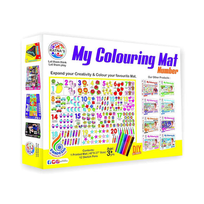 Washable drawing mat educational toy with colorful numbers and 12 sketch pens for kids creativity