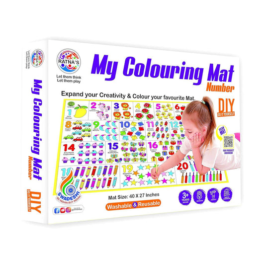 Washable drawing mat educational toy My Colouring Mat Number for kids with reusable large design