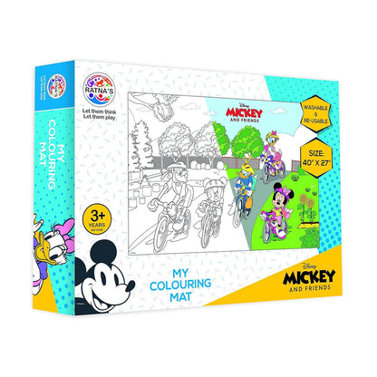 Disney Mickey and Friends washable reusable coloring mat for kids age 3 plus with bike ride design