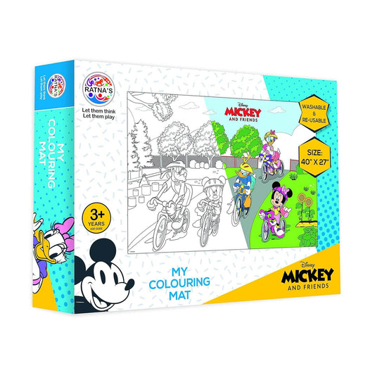 Disney Mickey and Friends washable reusable coloring mat for kids age 3 plus with bike ride design