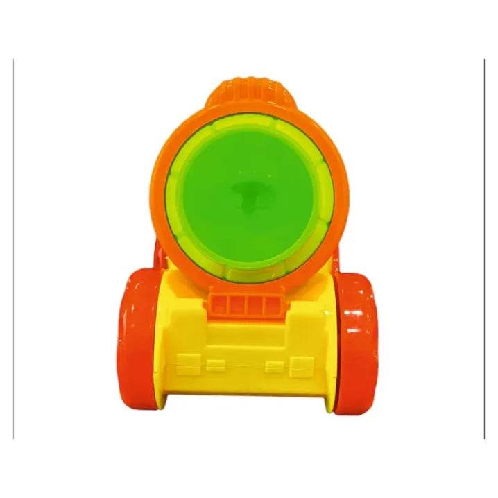 Bright orange and yellow rattling cement mixer toy for kids with a green drum from T-Rex the toyland Sitamarhi