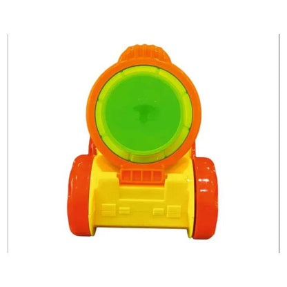 Bright orange and yellow rattling cement mixer toy for kids with a green drum from T-Rex the toyland Sitamarhi