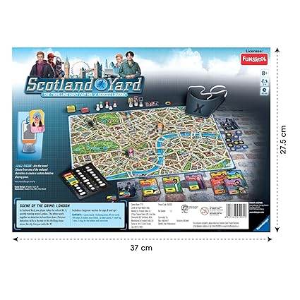 Scotland Yard board game featuring a detailed game board for ages 8 and up