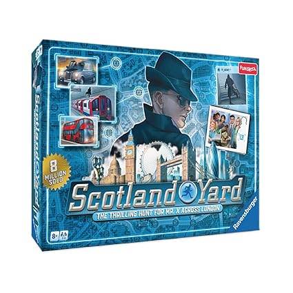 Scotland Yard board game featuring detectives for ages 8 and up with outdoor exploration theme
