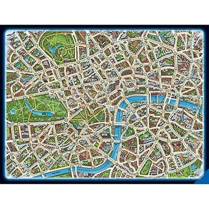 Colorful board game map with intricate city layout for ages 8 and up
