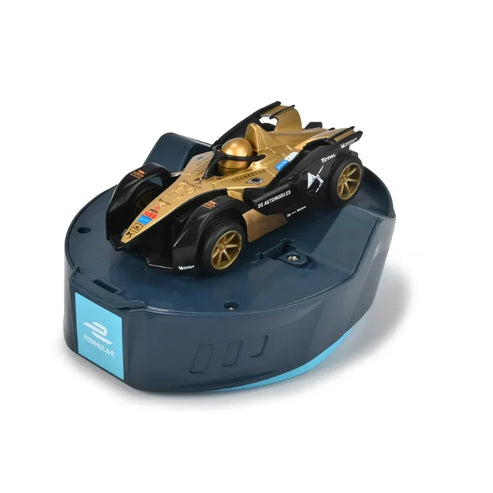 Black and gold RC car with remote, suitable for ages 6 and up, featuring detailed design and fast action