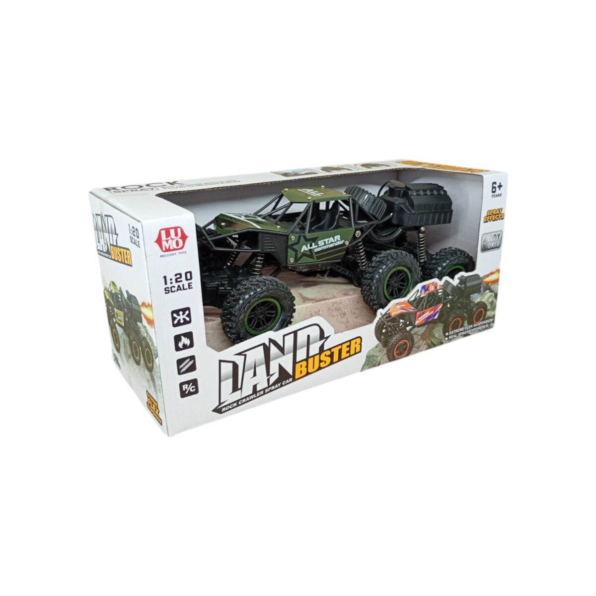 T-Rex remote control car with remote in green, designed for ages 6 and up, perfect for outdoor adventures