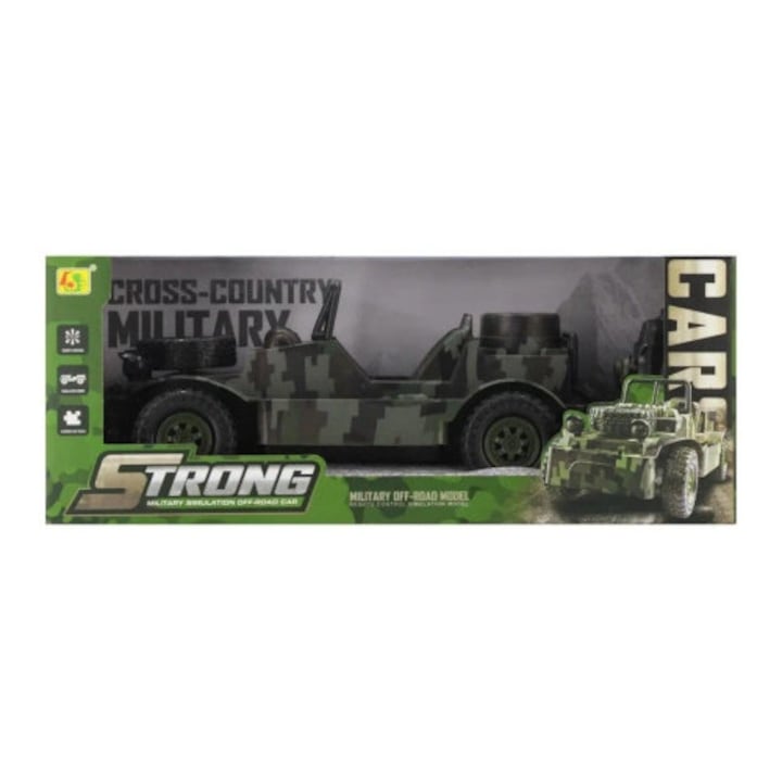 Kids Military Camouflage Jeep Toy with Big Off Road Tyres, Spare Wheel, Open Top Adventure Vehicle and Realistic Army Style Design