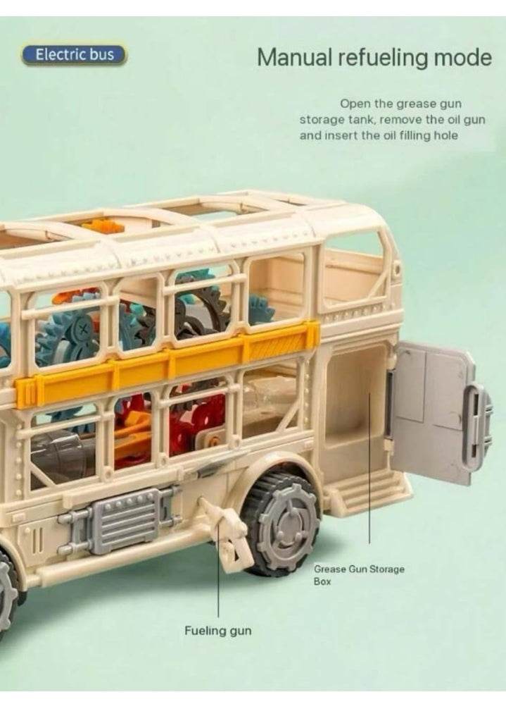 T-Rex The Toyland retro musical bus toy for kids showing electric bus fuel refueling details