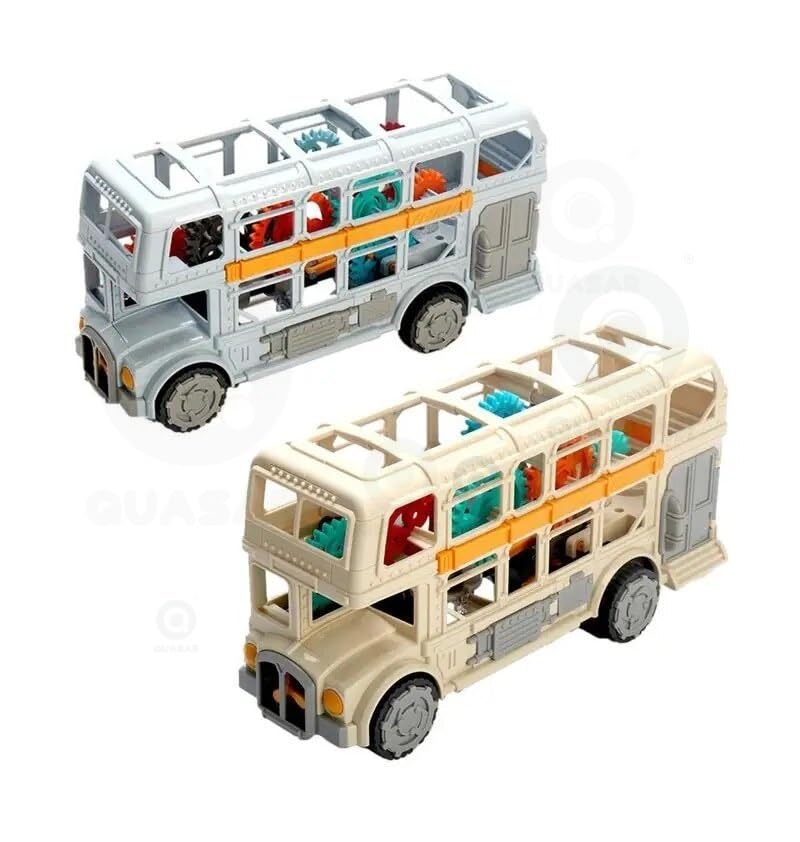 T-Rex The Toyland retro musical bus toy for kids in white and beige with colorful interior figures